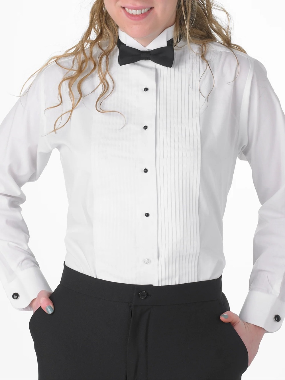 Classic White Pleated Tuxedo Shirt